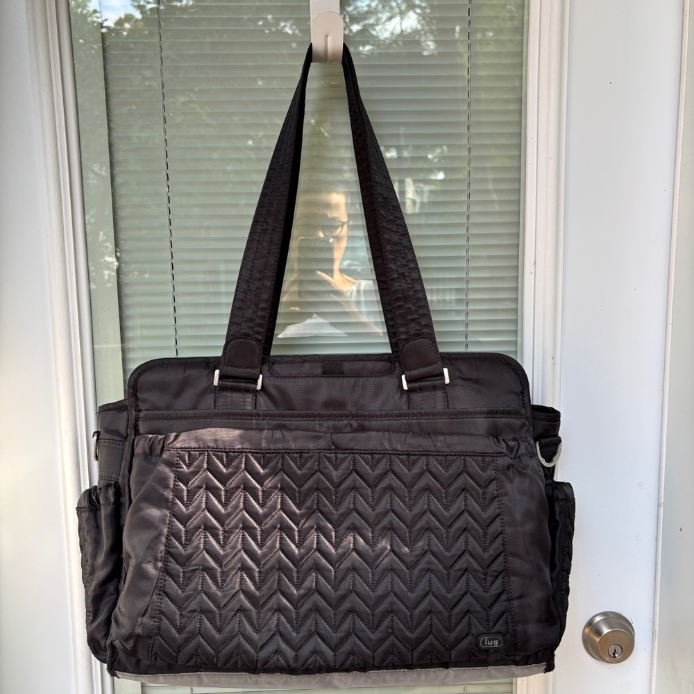 Lug Caboose Large Diaper Bag - Black - 16"w x 19"h x 9"d  - Good Used Condition